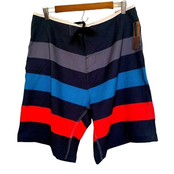 Burnside NWT Y2K Multicolor Striped Board Shorts Sz 34 - Picture 1 of 5